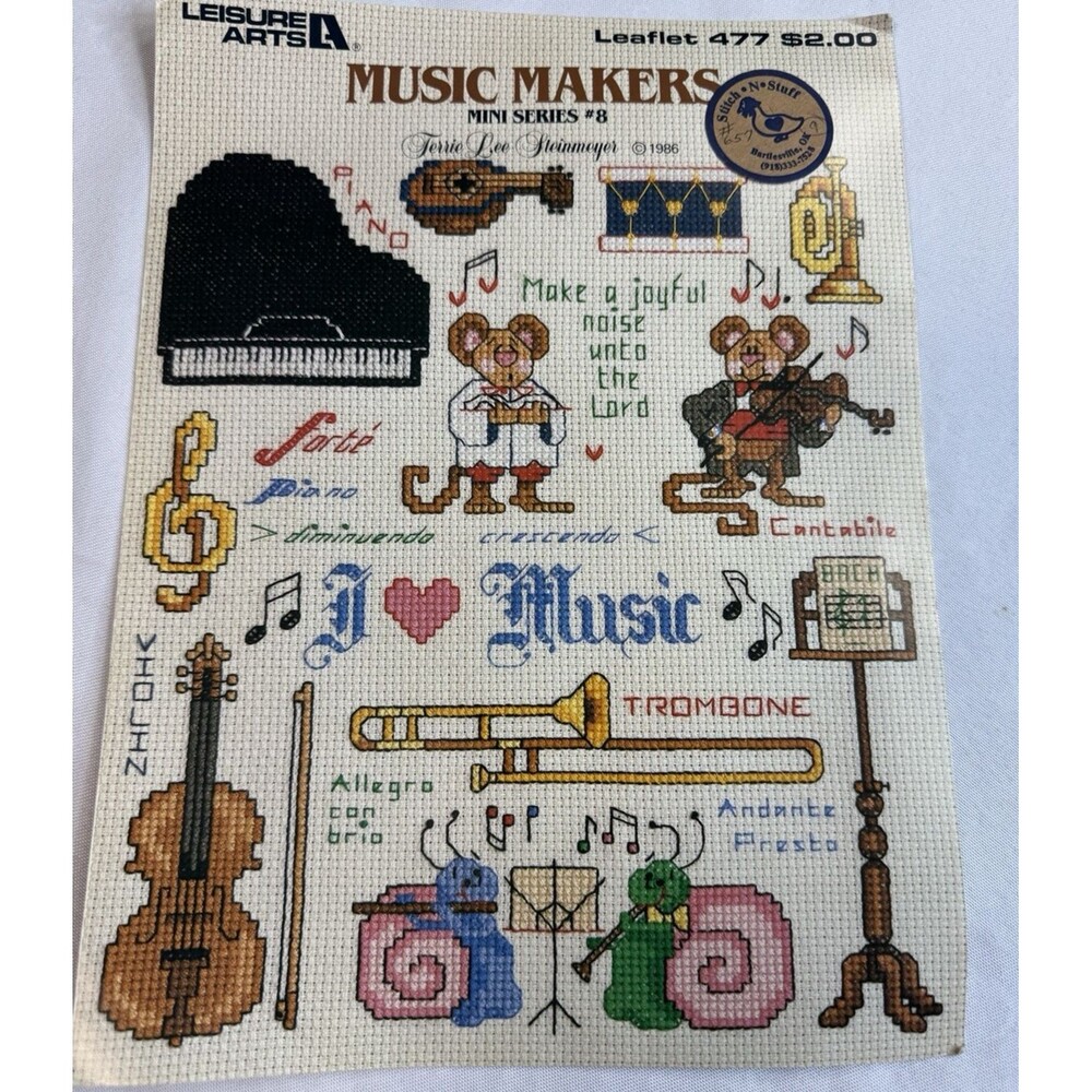 Leisure Arts Music Makers Leaflet 477 Mini Series 8 Cross Stitch